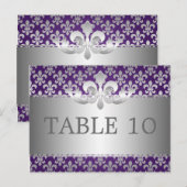 Elegant tafelnummer Fleur de Lis Paarse (Voorkant / Achterkant)