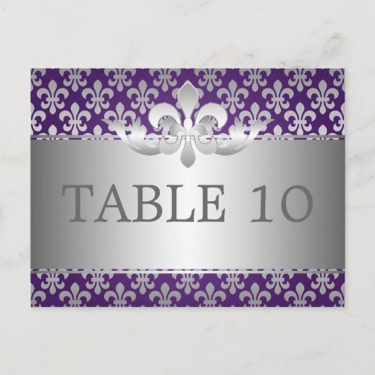 Elegant tafelnummer Fleur de Lis Paarse (Voorkant)