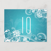 Elegant tafelnummer Floral Swirls Blue (Achterkant)