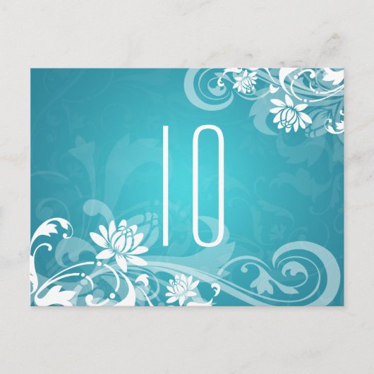 Elegant tafelnummer Floral Swirls Blue (Voorkant)