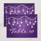 Elegant Tafelnummer Glinsterende Sterren Paarse (Voorkant / Achterkant)