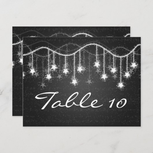Elegant Tafelnummer Glinsterende Sterren Zwart (Voorkant / Achterkant)