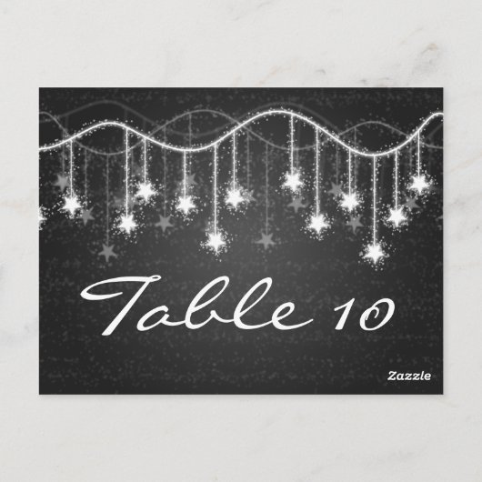 Elegant Tafelnummer Glinsterende Sterren Zwart (Achterkant)