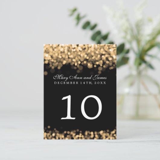 Elegant tafelnummer gouden lichten (Staand voorkant)