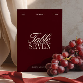 Elegant tafelnummer in bordeauxrood en ivoor voor 