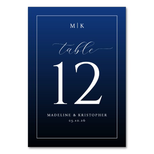 Elegant Tafelnummer in Navy (Voorkant)