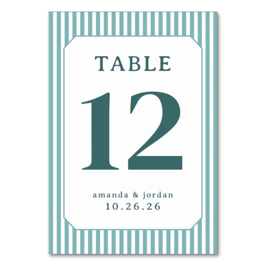 Elegant Tafelnummer in Teal (Voorkant)