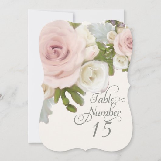 Elegant tafelnummer Kaarten geschulpte Roos w blad (Voorkant)