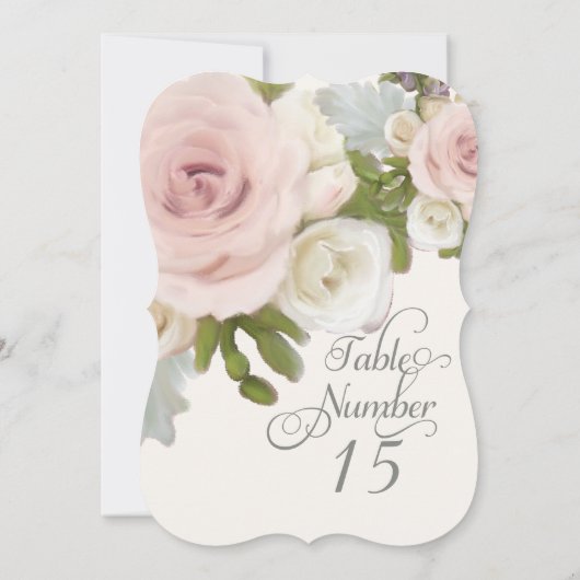 Elegant tafelnummer Kaarten geschulpte Roos w blad (Achterkant)