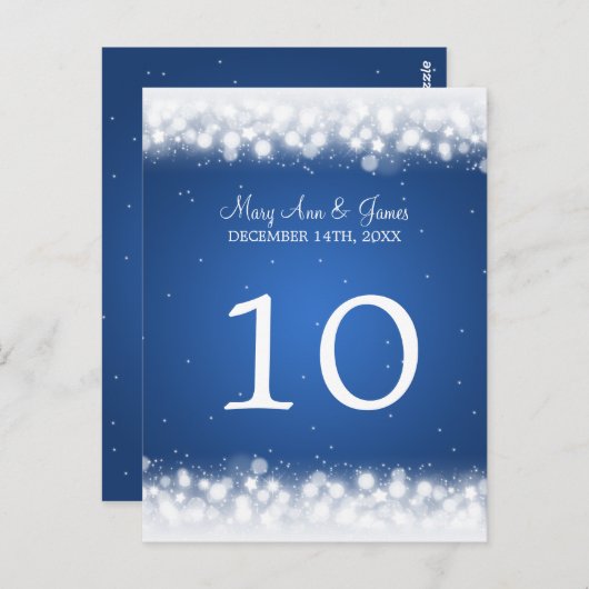 Elegant Tafelnummer Magic Sparkle Blue (Voorkant / Achterkant)