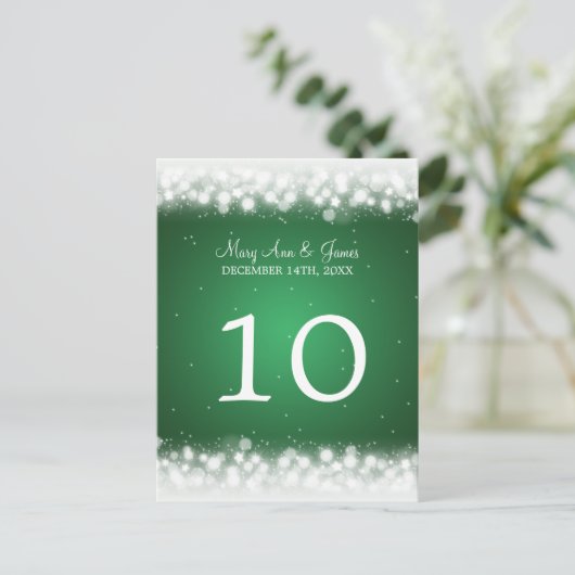 Elegant Tafelnummer Magic Sparkle Green (Staand voorkant)