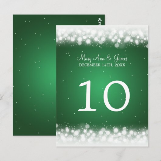 Elegant Tafelnummer Magic Sparkle Green (Voorkant / Achterkant)
