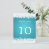 Elegant Tafelnummer Magic Sparkle Turquoise (Staand voorkant)