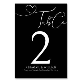 Elegant Tafelnummer Modern Script Zwart Bruiloft
