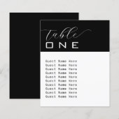 Elegant tafelnummer namen zwart wit minimalist (Voorkant / Achterkant)