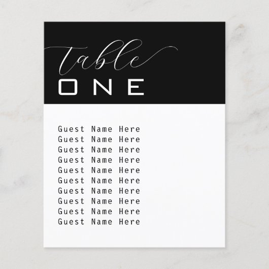 Elegant tafelnummer namen zwart wit minimalist (Voorkant)