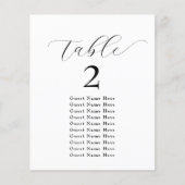 Elegant tafelnummer namen zwart wit minimalist (Voorkant)