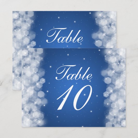 Elegant Tafelnummer Party Sparkle Blue (Voorkant / Achterkant)