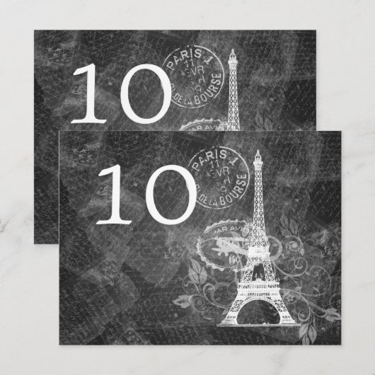 Elegant Tafelnummer Romantisch Parijs Zwart (Voorkant / Achterkant)
