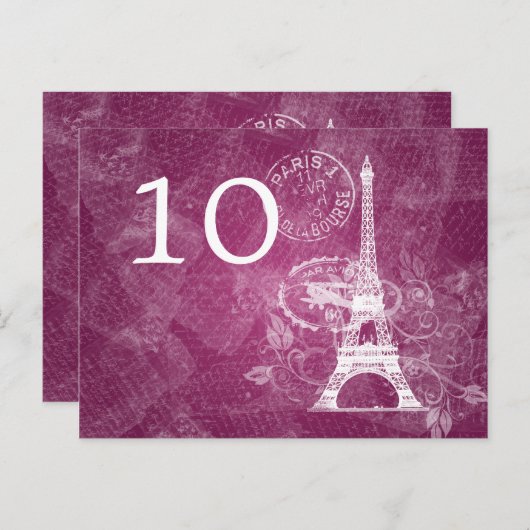 Elegant Tafelnummer Romantisch Paris Berry Pink (Voorkant / Achterkant)