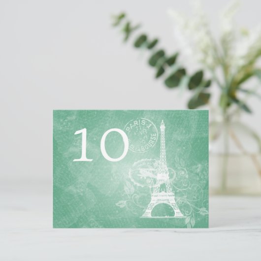 Elegant tafelnummer Romantisch Paris Mint Groen (Staand voorkant)