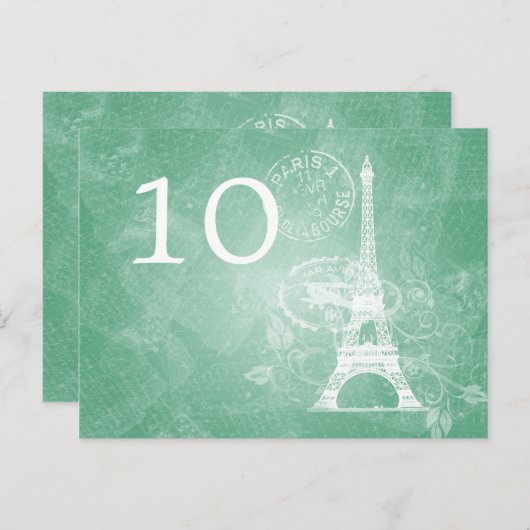 Elegant tafelnummer Romantisch Paris Mint Groen (Voorkant / Achterkant)