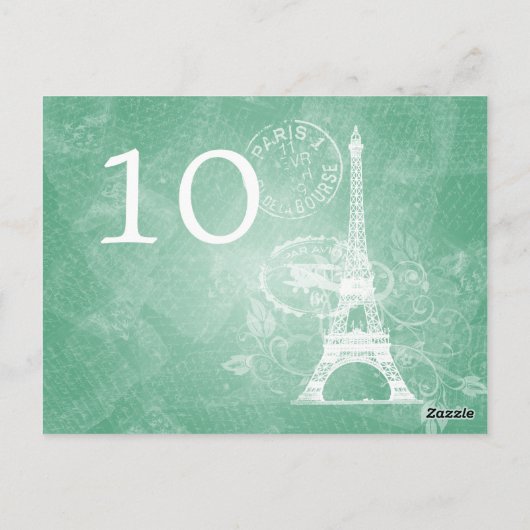 Elegant tafelnummer Romantisch Paris Mint Groen (Achterkant)