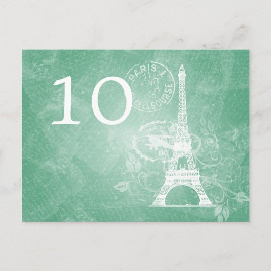 Elegant tafelnummer Romantisch Paris Mint Groen (Voorkant)
