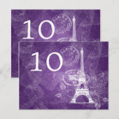 Elegant tafelnummer Romantisch Paris Paarse (Voorkant / Achterkant)