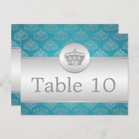 Elegant tafelnummer Royal Crown Blue (Voorkant / Achterkant)