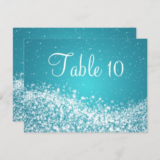 Elegant tafelnummer Sparkling Wave Blue (Voorkant / Achterkant)