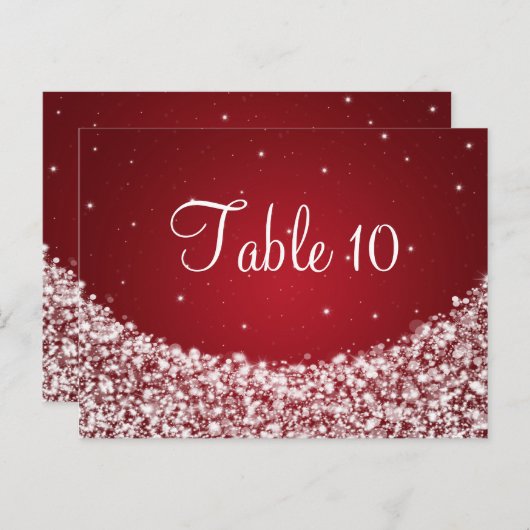 Elegant Tafelnummer Star Sparkle Red (Voorkant / Achterkant)