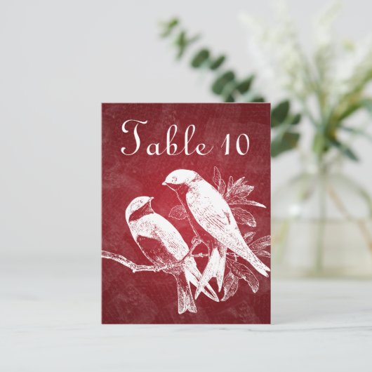 Elegant tafelnummer Tortelduifjes rood (Staand voorkant)