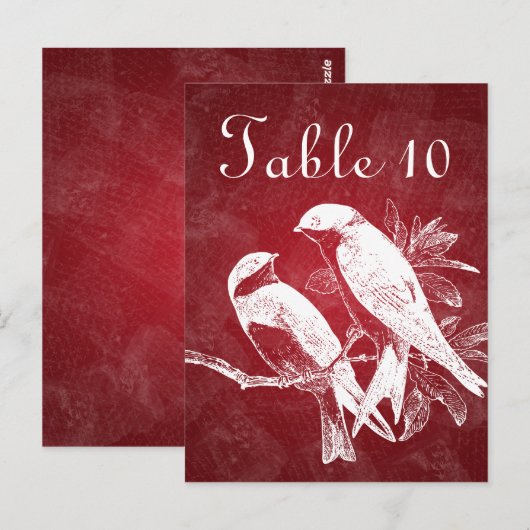 Elegant tafelnummer Tortelduifjes rood (Voorkant / Achterkant)