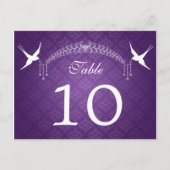 Elegant Tafelnummer Vogels & Diamanten Paarse (Voorkant)