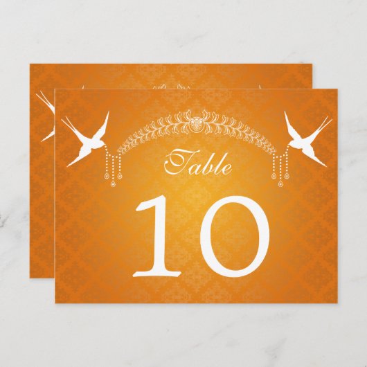 Elegant Tafelnummer Vogels & Diamanten Sinaasappel (Voorkant / Achterkant)