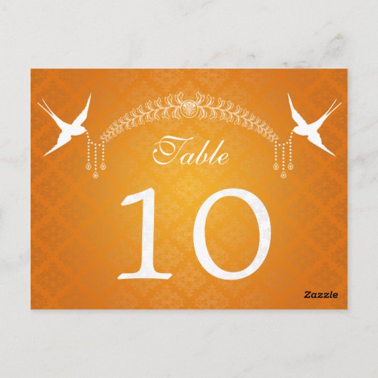 Elegant Tafelnummer Vogels & Diamanten Sinaasappel (Achterkant)