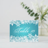 Elegant Tafelnummer Winter Sneeuwvlokken Blauw (Staand voorkant)