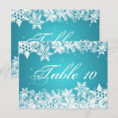 Elegant Tafelnummer Winter Sneeuwvlokken Blauw (Voorkant / Achterkant)