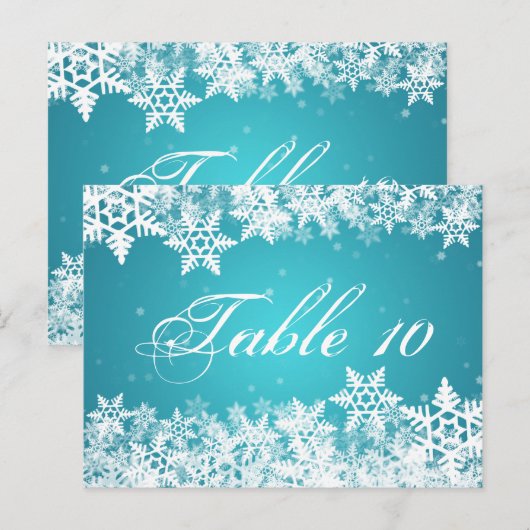 Elegant Tafelnummer Winter Sneeuwvlokken Blauw (Voorkant / Achterkant)