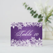 Elegant Tafelnummer Winter Sneeuwvlokken Paarse (Staand voorkant)