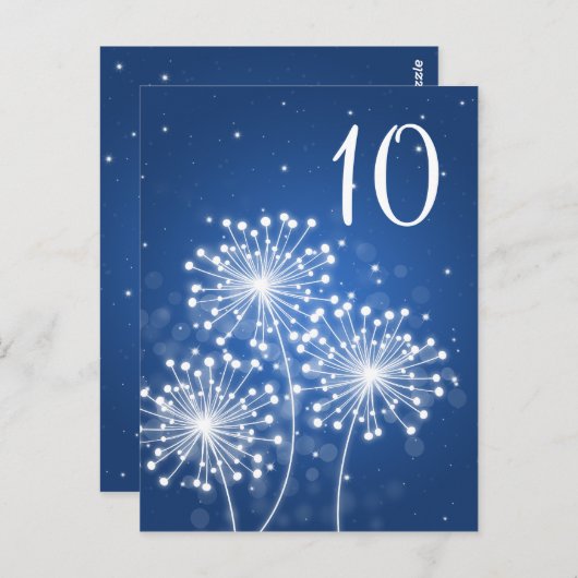 Elegant Tafelnummer Zomer Sparkle Sapphire Blauw (Voorkant / Achterkant)