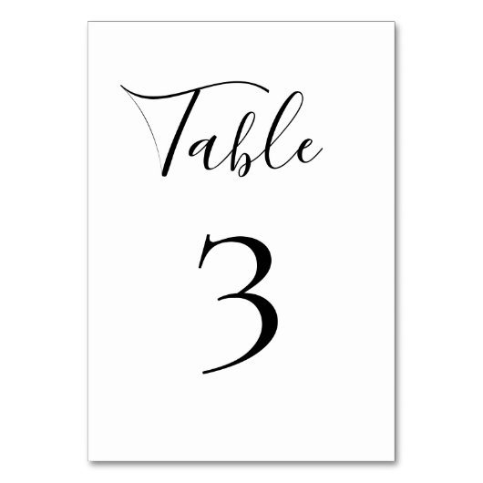 Elegant Tafelnummer Zwart en Wit Bruiloft (Voorkant)