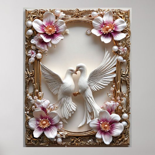 Elegant tafereel van witte duiven poster (Voorkant)