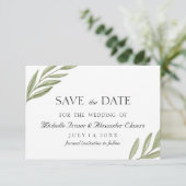 Elegant tak van groen botanisch behalve de datum RSVP kaartje (Staand voorkant)