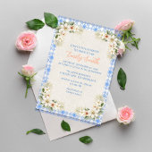 Elegant Talavera Blue Floral Bridal Shower Kaart