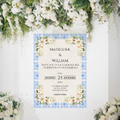 Elegant Talavera Blue Floral Bridal Shower Kaart