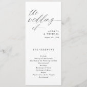 Elegant Tall Wedding Programs Romantic Calligraphy Programmakaart (Voorkant)