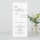 Elegant Tall Wedding Programs Romantic Calligraphy Programmakaart (Staand voorkant)