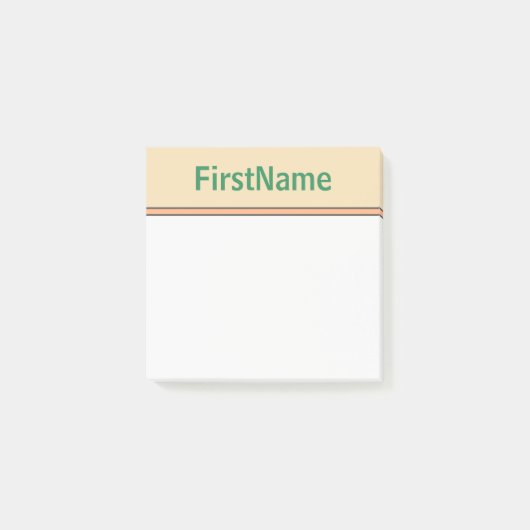 Elegant Tan Background and Zee Green Bold Name Post-it® Notes (Voorkant)